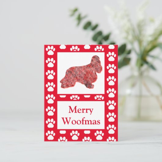Cocker Spaniel Hond Silhouet Rood Vrolijk Kerstfee Briefkaart (Staand voorkant)