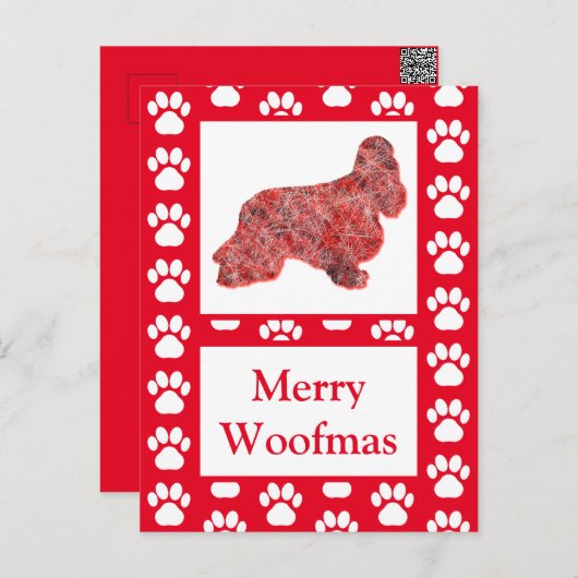 Cocker Spaniel Hond Silhouet Rood Vrolijk Kerstfee Briefkaart (Voorkant / Achterkant)