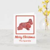 Cocker Spaniel Hond Silhouet Rood Vrolijk Kerstfee Kaart (Gele Bloem)
