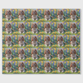 Cocker Spaniel Hond Spring Bloemen Schilderen Cadeaupapier (Vlak)