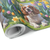Cocker Spaniel Hond Spring Bloemen Schilderen Cadeaupapier (Rol Hoek)