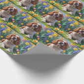 Cocker Spaniel Hond Spring Bloemen Schilderen Cadeaupapier (Hoek)