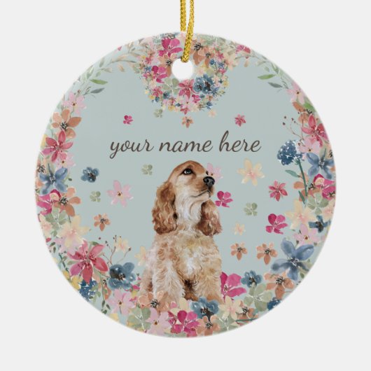 Cocker Spaniel Hond Tekening Ras Puppy Keramisch Ornament (Voorkant)