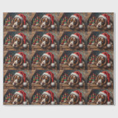 Cocker Spaniel Hond Vintage Kerst Speelgoed Doos Cadeaupapier (Vlak)