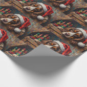 Cocker Spaniel Hond Vintage Kerst Speelgoed Doos Cadeaupapier (Hoek)
