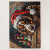 Cocker Spaniel Hond Vintage Kerst Speelgoed Doos Legpuzzel (Verticaal)