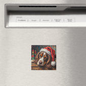 Cocker Spaniel Hond Vintage Kerst Speelgoed Doos Magneet (Insitu (Vaatwasser))
