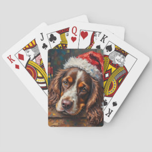 Cocker Spaniel Hond Vintage Kerst Speelgoed Doos Pokerkaarten