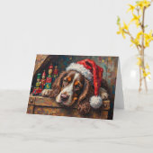 Cocker Spaniel hond vintage kerst speelgoeddoos Kaart (Gele Bloem)