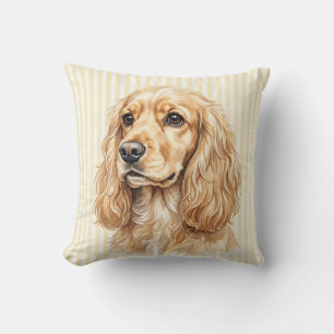 Cocker Spaniel Hond Waterverf Kussenhoes Throw D Kussen
