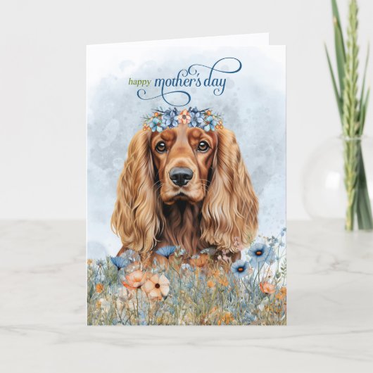 Cocker Spaniel Hond Wilde Bloemen Moederdag Feestdagen Kaart (Voorkant)