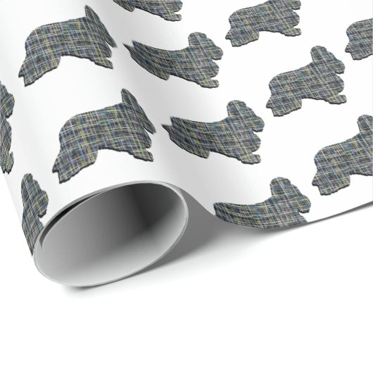 Cocker Spaniel Hond Y & B Silhouet Grid Wit Cadeaupapier (Rol Hoek)