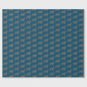 Cocker Spaniel Hond Y&B Silhouet Raster Blauw Cadeaupapier (Vlak)