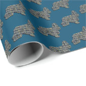 Cocker Spaniel Hond Y&B Silhouet Raster Blauw Cadeaupapier (Rol Hoek)
