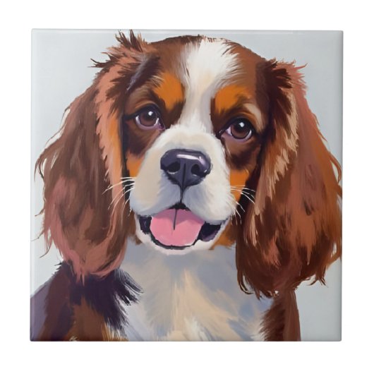 Cocker Spaniel | Honden Aquarel Huisdier Schilderi Tegeltje (Voorkant)