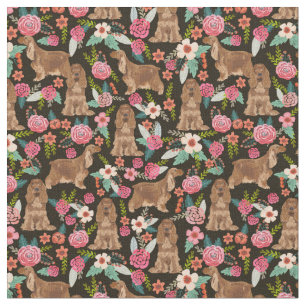 Cocker Spaniel honden  floralen zwart Stof