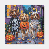 Cocker Spaniel Honden gaan langs voor Trick-or-Tre Magneet (Voorkant)