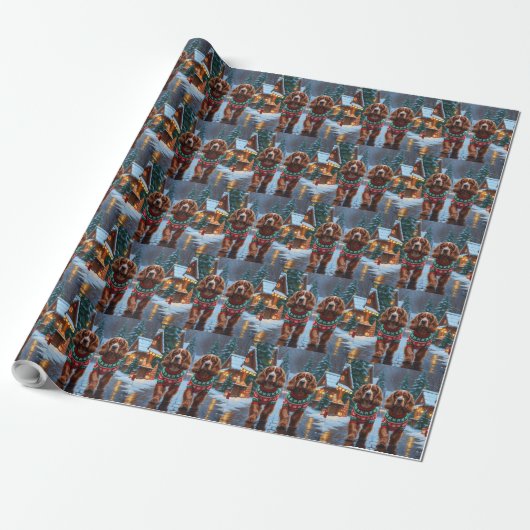 Cocker Spaniel Honden Kerst Sneeuw Vakantie Cadeaupapier (Uitgerold)
