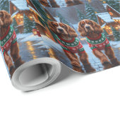 Cocker Spaniel Honden Kerst Sneeuw Vakantie Cadeaupapier (Rol Hoek)