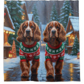Cocker Spaniel Honden Kerst Sneeuw Vakantie Douchegordijn (Voorkant)