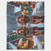 Cocker Spaniel Honden Kerst Sneeuw Vakantie Fleece Deken (Voorkant)