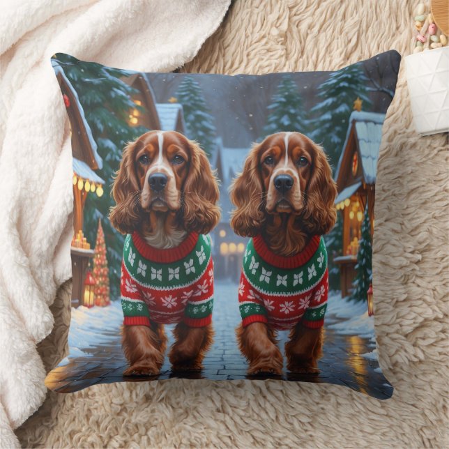 Cocker Spaniel Honden Kerst Sneeuw Vakantie Kussen (Deken)