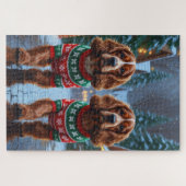 Cocker Spaniel Honden Kerst Sneeuw Vakantie Legpuzzel (Horizontaal)