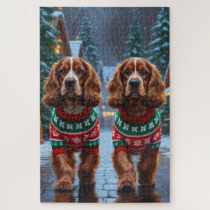 Cocker Spaniel Honden Kerst Sneeuw Vakantie Legpuzzel
