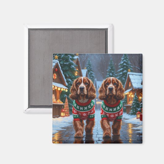 Cocker Spaniel Honden Kerst Sneeuw Vakantie Magneet (Voorkant / Achterkant)