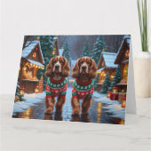 Cocker Spaniel Honden Kerstmis Sneeuw Vakantie Kaart (Voorkant)