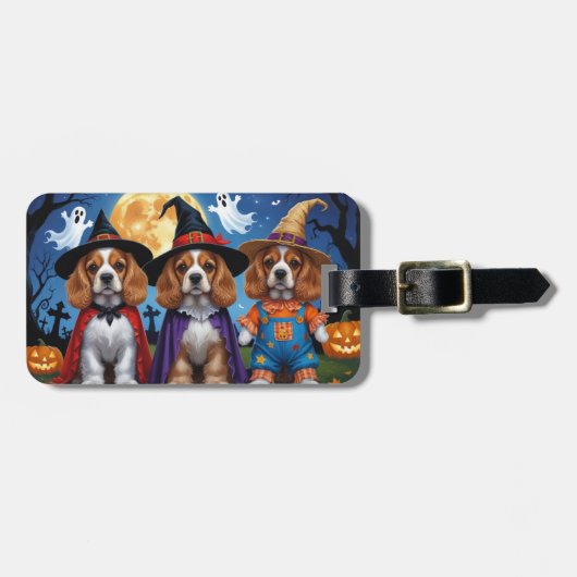 Cocker Spaniel Honden Pompoen Halloween Grappig Bagagelabel (Voorkant horizontaal)