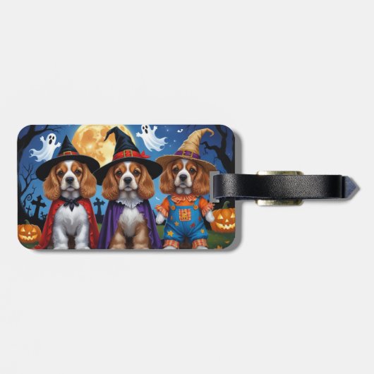 Cocker Spaniel Honden Pompoen Halloween Grappig Bagagelabel (Achterkant horizontaal)