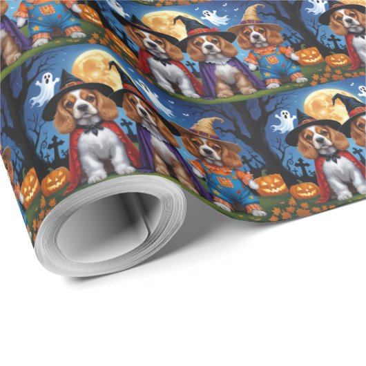 Cocker Spaniel Honden Pompoen Halloween Grappig Cadeaupapier (Rol Hoek)