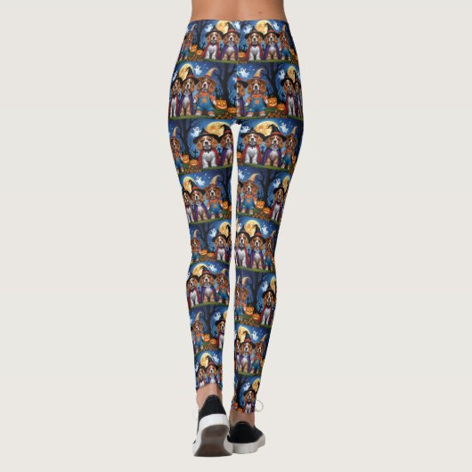 Cocker Spaniel Honden Pompoen Halloween Grappig Leggings (Achterkant)