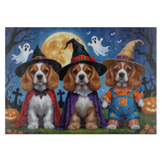 Cocker Spaniel Honden Pompoen Halloween Grappig Snijplank (Voorkant)