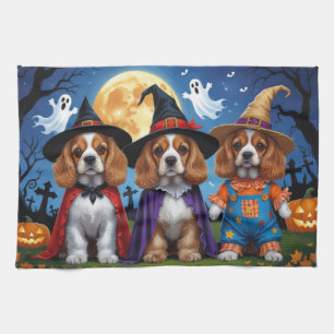 Cocker Spaniel Honden Pompoen Halloween Grappig Theedoek