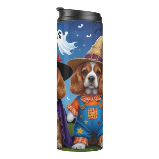Cocker Spaniel Honden Pompoen Halloween Grappig Thermosbeker (Geroteerd rechts)