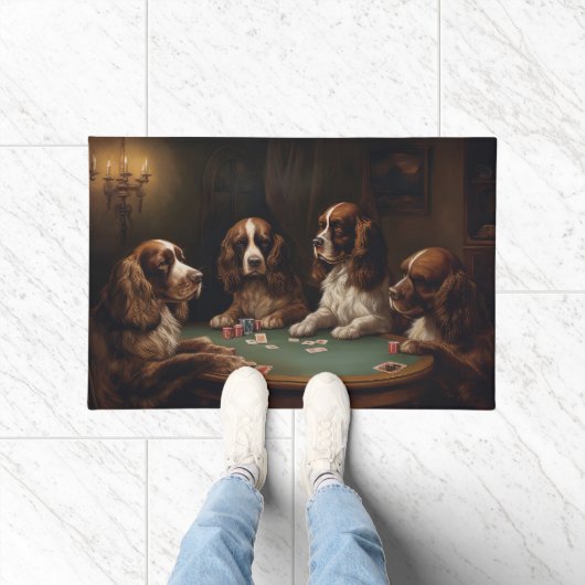 Cocker Spaniel Honden Spelen Poker Art Deurmat (Binnen)