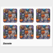 Cocker Spaniel Honden Trick-or-Treating met Hallow Vierkante Sticker (Vel)