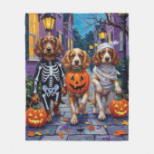 Cocker Spaniel Honden Trick-or-Treating op Hallowe Fleece Deken (Voorkant)
