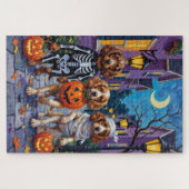 Cocker Spaniel Honden Trick-or-Treating op Hallowe Legpuzzel (Horizontaal)