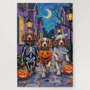 Cocker Spaniel Honden Trick-or-Treating op Hallowe Legpuzzel