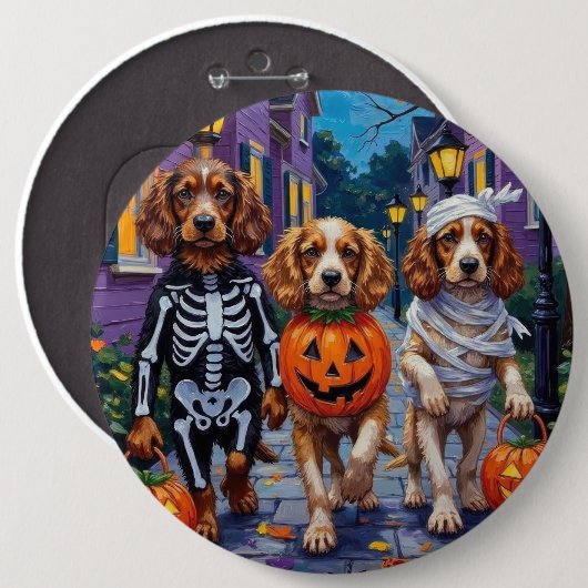 Cocker Spaniel Honden Trick-or-Treating op Hallowe Ronde Button 6,0 Cm (Voorkant /achterkant)