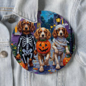 Cocker Spaniel Honden Trick-or-Treating op Hallowe Ronde Button 6,0 Cm (In situ)