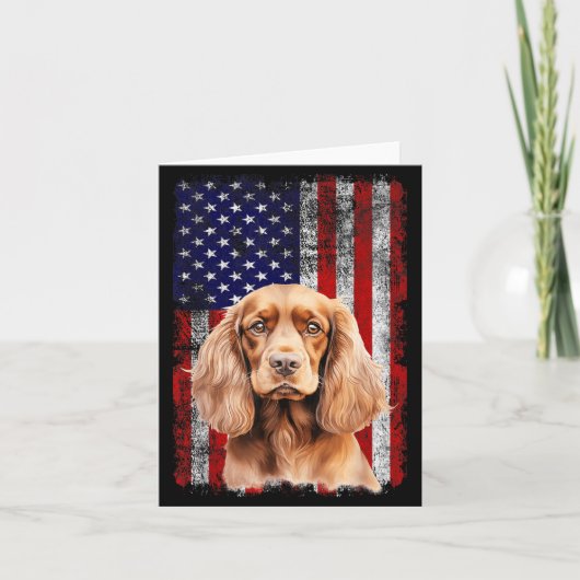 Cocker Spaniel hondenliefhebber Amerikaanse vlag 4 Kaart (Voorkant)