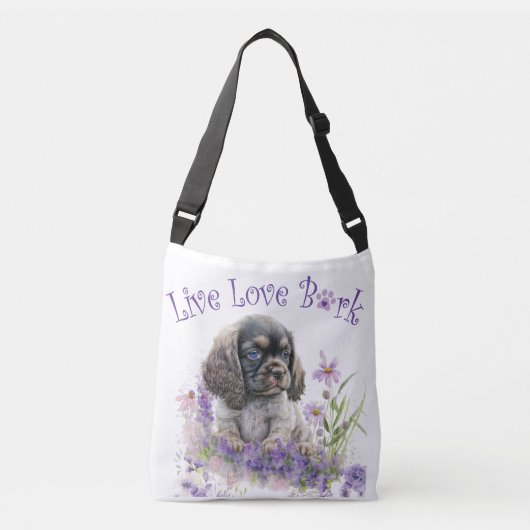 Cocker Spaniel Hondenmoeder Bloemen Crossbody Tas (Voorkant)