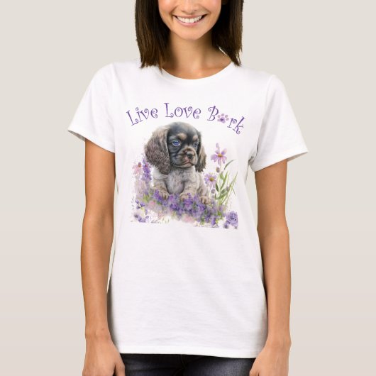 Cocker Spaniel Hondenmoeder Bloemen T-shirt (Voorkant)