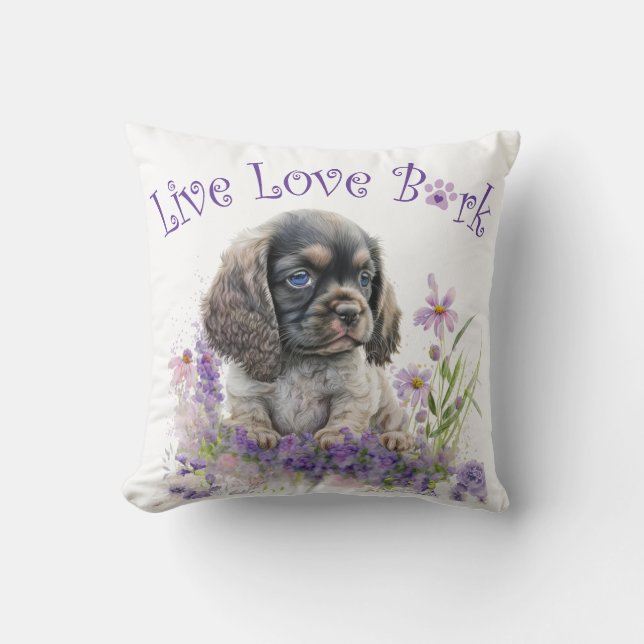 Cocker Spaniel Hondenmoeder Bloemstuk Kussen (Voorkant)