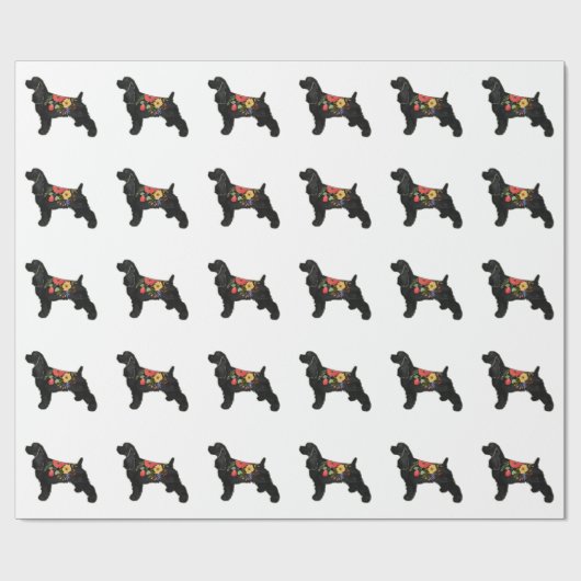 Cocker Spaniel Hondenras Bohemian Floral Saddle Cadeaupapier (Vlak)