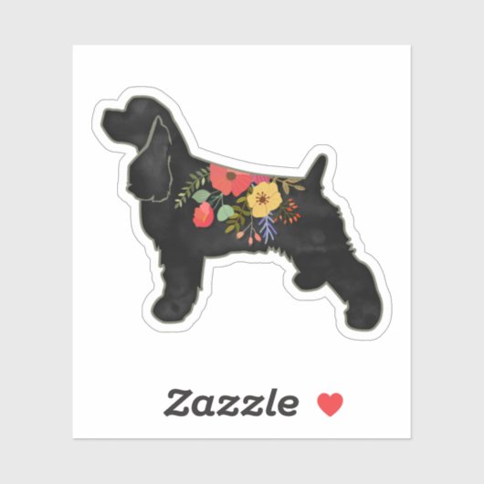 Cocker Spaniel Hondenras Bohemian Floral Saddle Sticker (Vel)